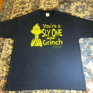 VTG You’re A Sly One Mr. Grinch Dr. Seuss 2001 Adult XL Short Sleeve Blue Shirt